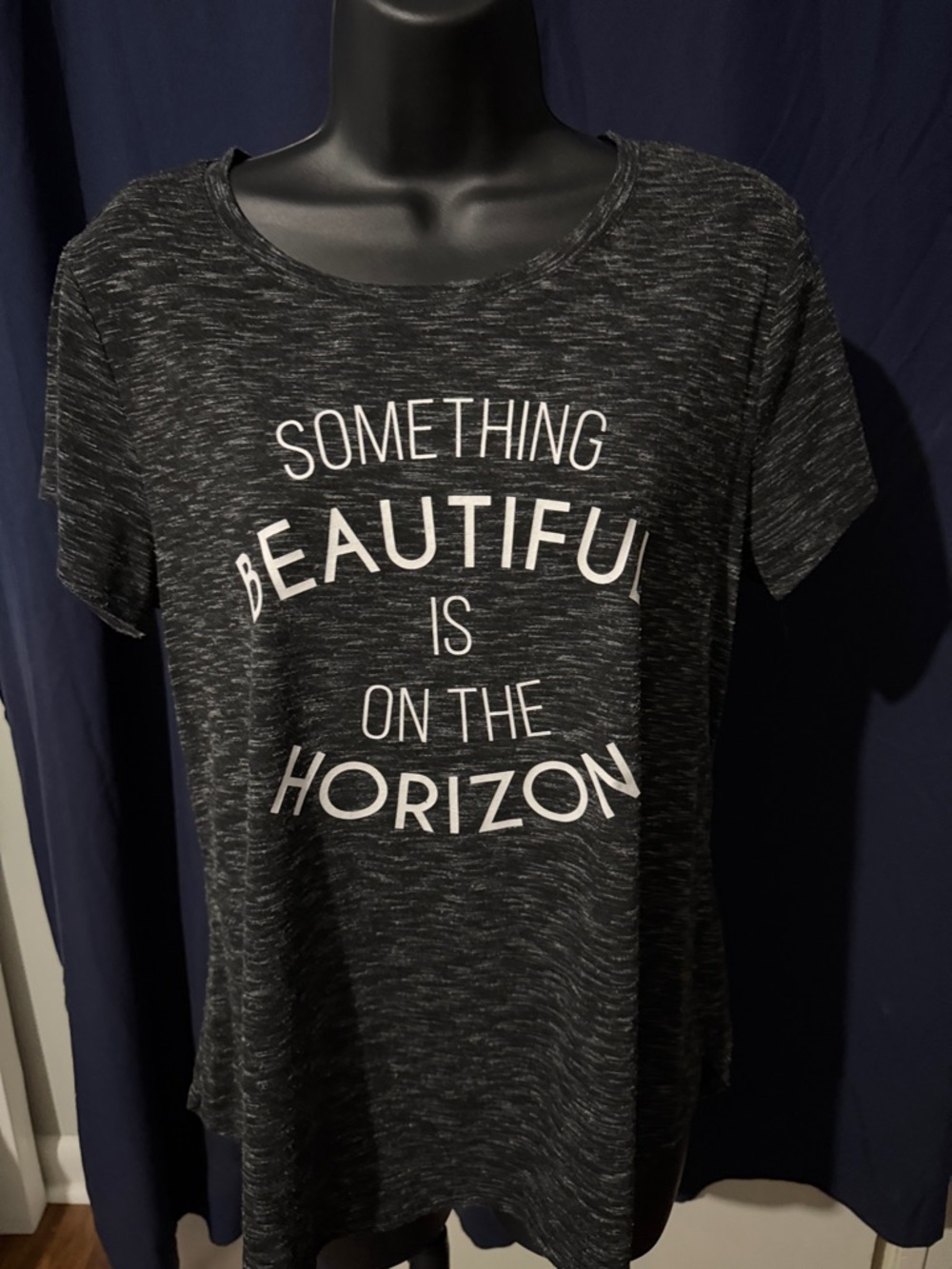 Apt. 9 Black Heather Scoop Neck Graphic Tee